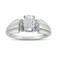 thumbnail image 1 of 14k White Gold Oval White Topaz And Diamond Ring, 1 of 6