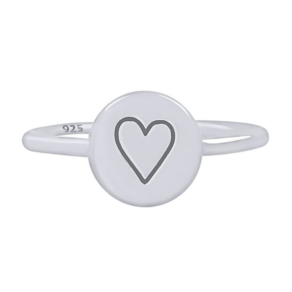 14k White Gold Over Sterling Silver Plain Metal In Perfectly Imperfect Heart Signet Engagement Ring For Womens Ring Size-9.5
