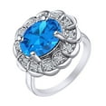 thumbnail image 1 of AFFY 14k White Gold Over Sterling Silver Round Shape Simulated Topaz & White CZ Halo Engagement Ring, 1 of 1