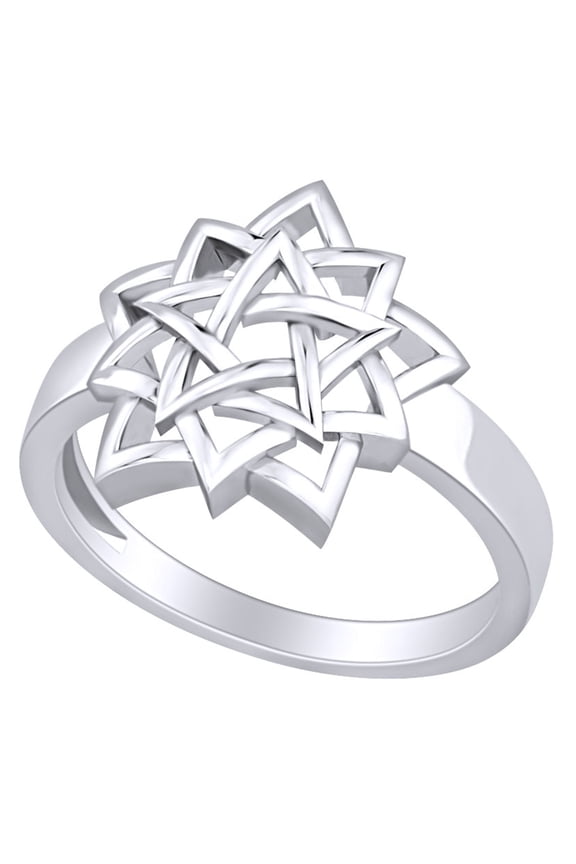 14k White Gold Over Sterling Silver Star Ring