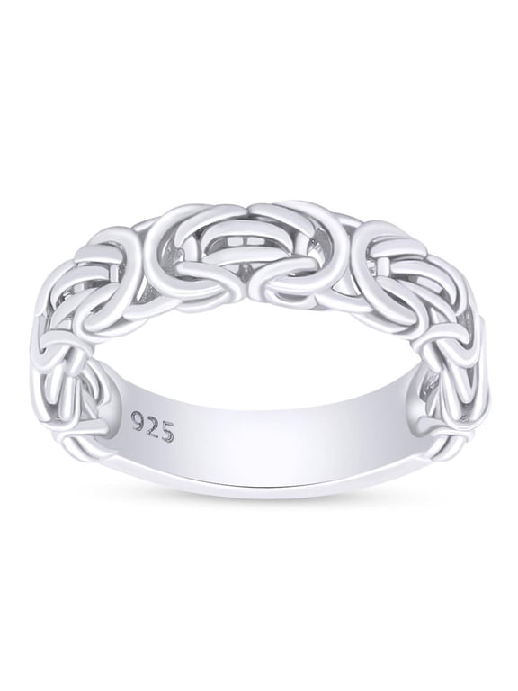14k White Gold Over Sterling Silver in Byzantine Ring Jewelry For Womens Ring Size-9.5