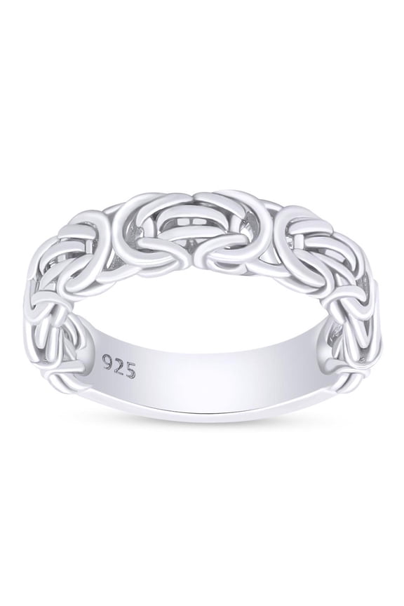 14k White Gold Over Sterling Silver in Byzantine Ring Jewelry For Womens Ring Size-9.5