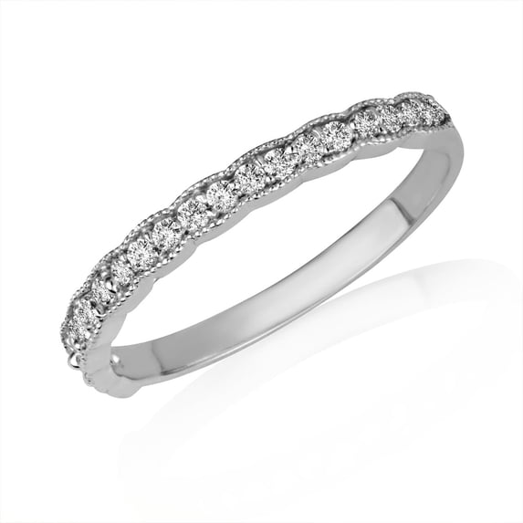14k White Gold Pave Set Diamond Band Ring (Size 6.5)