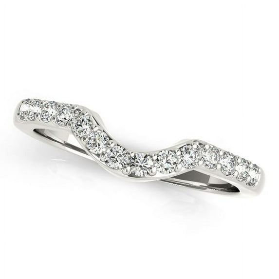 14k White Gold Pave Set Diamond Curved Wedding Band (1/4 cttw) Size 9