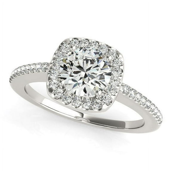 14k White Gold Pave Slim Shank Diamond Engmt Ring 1 1/8 cttw Size 8