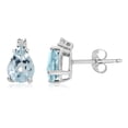 thumbnail image 1 of 14k White Gold Pear Aquamarine and Diamond Earrings, 1 of 2