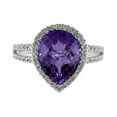 thumbnail image 1 of 14k White Gold Pear Cushion Amethyst And Diamond Ring, 1 of 1