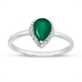 thumbnail image 1 of 14k White Gold Pear Emerald And Diamond Ring, 1 of 6