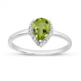 thumbnail image 1 of 14k White Gold Pear Peridot And Diamond Ring, 1 of 6