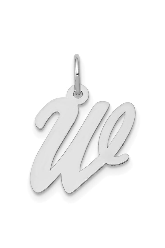 14k White Gold We Pendant Charm for Women or Unisex Use, Script Letter Jewelry with Polished Finish, Symbolic Unity Necklace for Personalization or Daily Wear