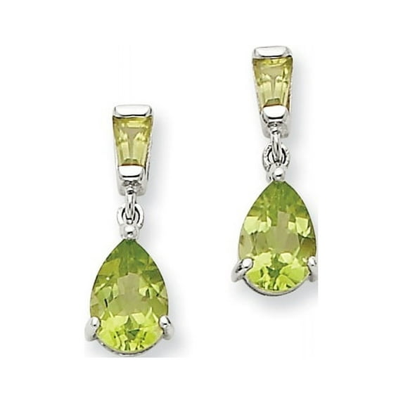 14k White Gold Peridot Dangle Post Earrings, Gem Ctw.1.4