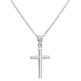 thumbnail image 1 of 14k White Gold Petite Cross Pendant Necklace on an 20 in. chain, 1 of 4