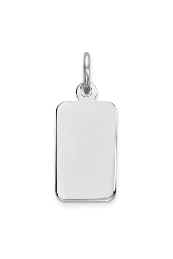 14k White Gold Plain .009 Gauge Rectangular Eng-able Charm - .3 Grams - Measures 21x8mm Wide