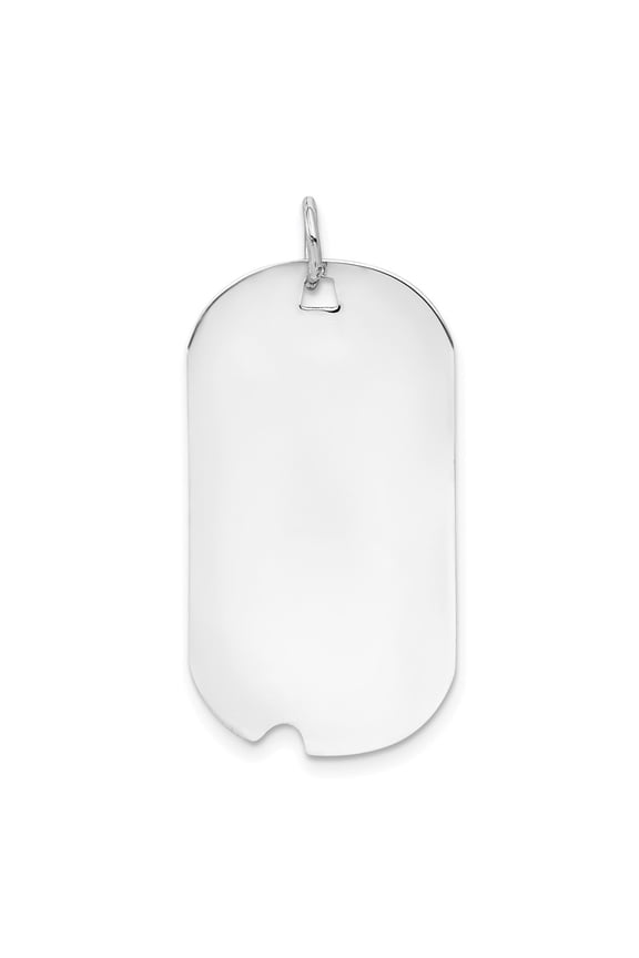 14k White Gold Plain .011 Gauge Engravable Dog Tag w/Notch Disc Charm