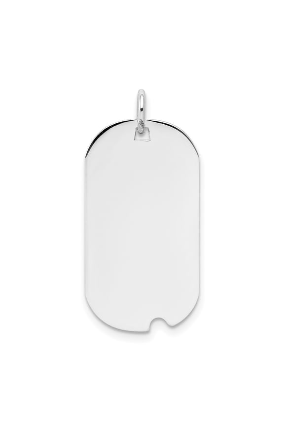 14k White Gold Plain .011 Gauge Engravable Dog Tag with Notch Disc Charm