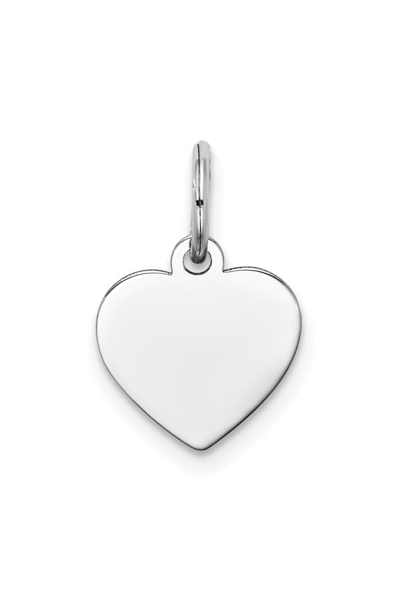 14k White Gold Solid Polished Plain .011 Gauge Engraveable Love Heart Charm 16x10mm Wide Pendant Necklace for Women