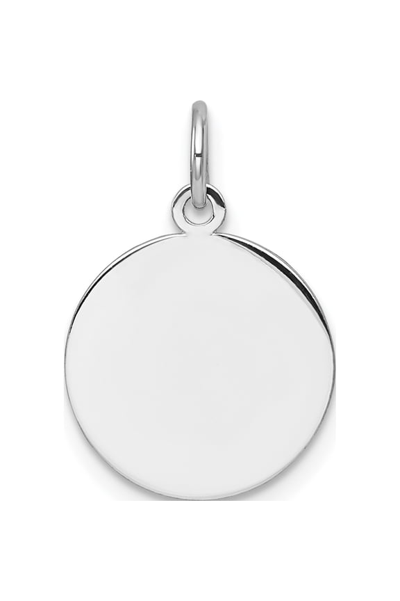 14K White Gold Plain .013 Gauge Round Engravable Disc Charm
