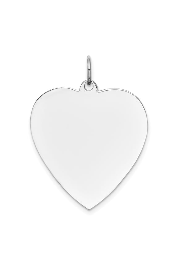 14k White Gold Solid Polished Plain .013 Gauge Engraveable Love Heart Charm 30x24mm Wide Pendant Necklace for Women