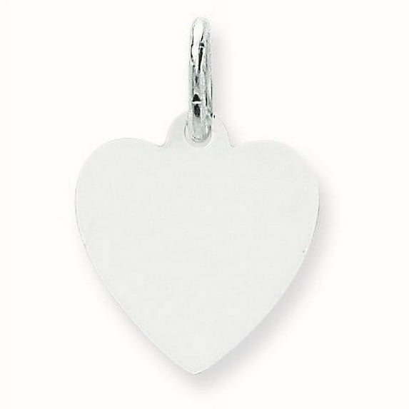 14k White Gold Plain .013 Gauge Engraveable Heart Charm - .5 Grams - Measures 18x14mm Wide