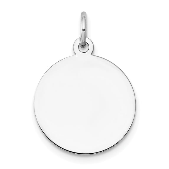 14k White Gold Plain .018 Gauge Circular Engravable Disc Charm Pendant