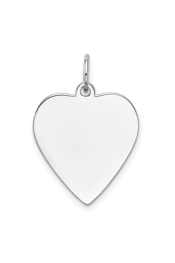 14k White Gold Plain .018 Gauge Engravable Heart Charm