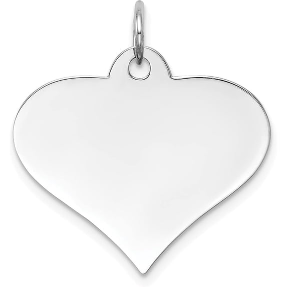 14k White Gold Plain .018 Gauge Engraveable Heart Disc Charm - 22mm