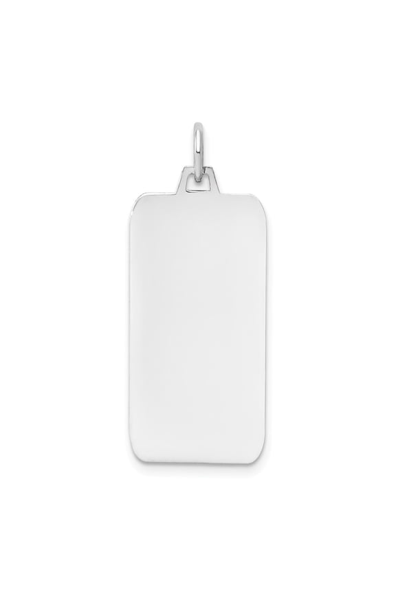 14k White Gold Plain .018 Gauge Rectangular Engravable Dog Tag
