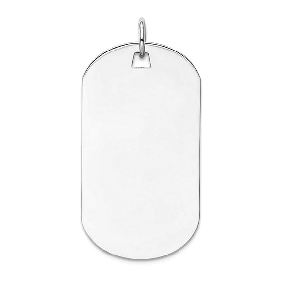 14k White Gold Solid Polished Plain .027 Gauge Engravable Animal Pet Dog Tag Disc Charm 33x16mm Wide Pendant Necklace fo