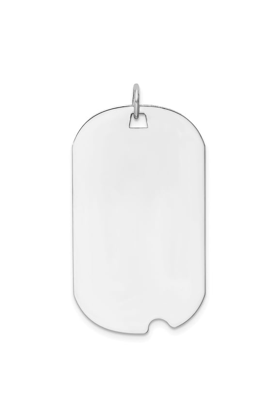 14k White Gold Plain .027 Gauge Engravable Dog Tag w/Notch Disc