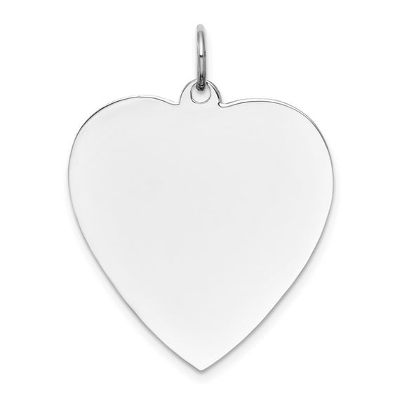 14k White Gold Plain .027 Gauge Engravable Heart Charm Pendant