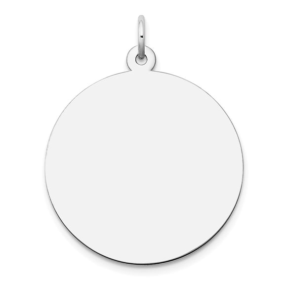 14k White Gold Plain .027 Gauge Round Engravable Disc Charm Pendant