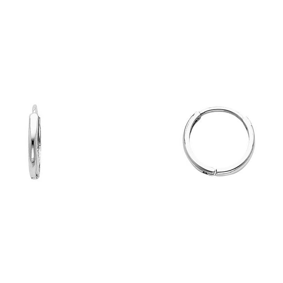 14k White Gold Plain Hugging Earrings 11x11mm Stud Earring for Women - .9 Grams