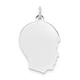 thumbnail image 1 of 14k White Gold Plain Medium Facing Right Engravable Boy Charm, 1 of 3