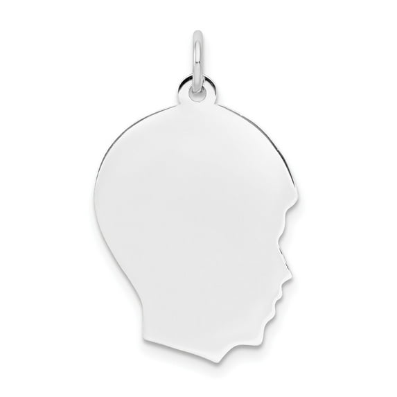 14k White Gold Plain Medium Facing Right Engravable Boy Charm