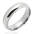 thumbnail image 1 of 14k White Gold Plain Milgrain Wedding Band Comfort Fit Ring Solid Polished Finish, 5 mm, Size 10, 1 of 1