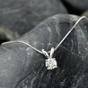 14k White Gold Plated 1.00 Ct Round Lab Created Diamond Solitaire Pendant Necklace For Women's 8MM