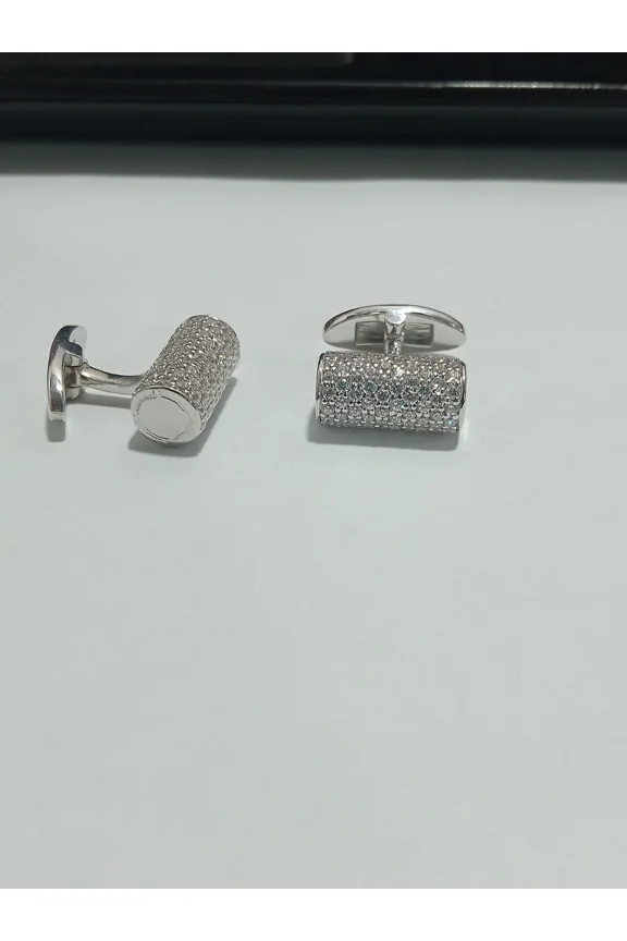 14k White Gold Plated 2.00Ct Round Cut Simulated Diamond Beautiful Cluster Classy Cluster Cufflink Silver