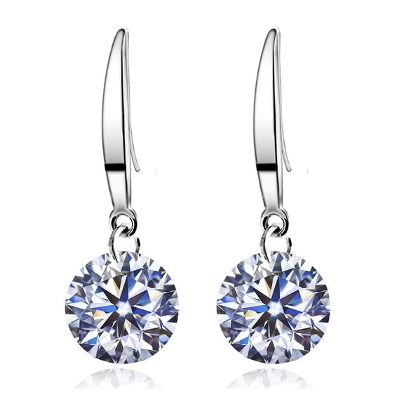 14k White Gold Plated 8.5 mm Naked Drill Super Sparkle Crystal Earrings For Women