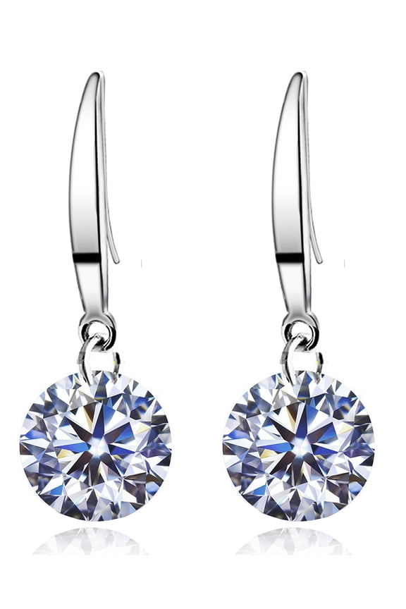 14k White Gold Plated 8.5 mm Naked Drill Super Sparkle Crystal Earrings For Women