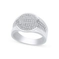 thumbnail image 1 of 14k White Gold Plated 925 Sterling Silver Round Cut Sparkling White Cubic Zirconia Dome Design Cluster Men's Wedding Anniversary Band Ring Ring Size-11.5, 1 of 1