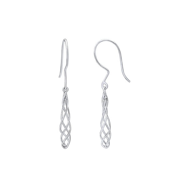 14k White Gold Plated 925 Sterling Silver Spiral Shape Drop Earrings Jewelry Gift For Women