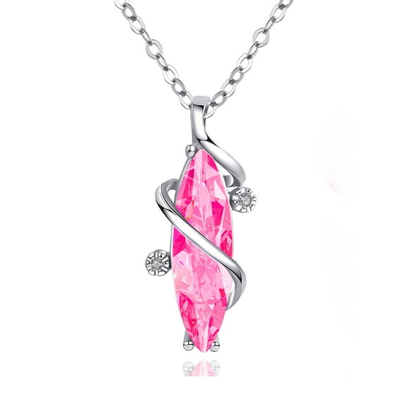 14k White Gold Plated CZ Crystal Pendant Necklace Jewelry for Women