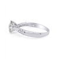 14k White Gold Plated Silver 1ct 6.5mm G-H-I Color Heart Arrows Cut Moissanite Engagement Ring Solitare with Accents for Women Ring Size-4.5
