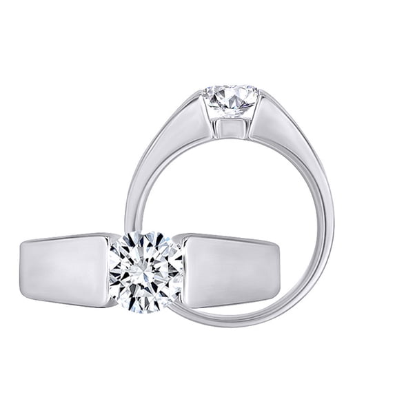 AFFY 14k White Gold Plated Silver 1ct 6.5mm G-H-I Color Heart Arrows Cut Moissanite Engagement Ring for Men and Women Ring Size-10