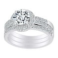 thumbnail image 1 of AFFY 14k White Gold Plated Silver Center 1ct 6.5mm G-H-I Color Halo Moissanite Wedding Engagement Rings Set for Women 3 Pieces Ring Size-5.5, 1 of 3