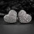 thumbnail image 1 of 14k White Gold Plated Silver Micro Pave Set 1 Ct Simulated Diamond Women's Heart Stud Earrings, 1 of 3