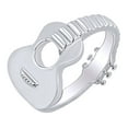 thumbnail image 1 of 14k White Gold Plated Sterling Silver Music Acoustic Guitar Ring for Mens or womens Ring Size-12, 1 of 4