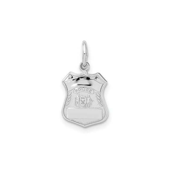 14k White Gold Police Badge Pendant Necklace for Men and Women with Shield Design, Law Enforcement Symbol of Honor, Duty, Service, Protection, Officer Jewelry for Public Support
