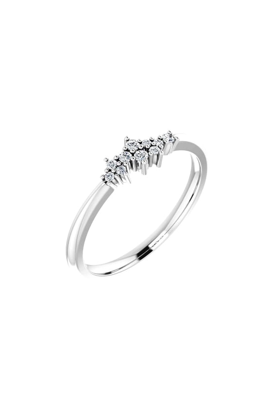 14k White Gold Polished 0.1 Dwt Diamond Stackable Cluster Ring -- Size 6.5 Stackable Ring for Women
