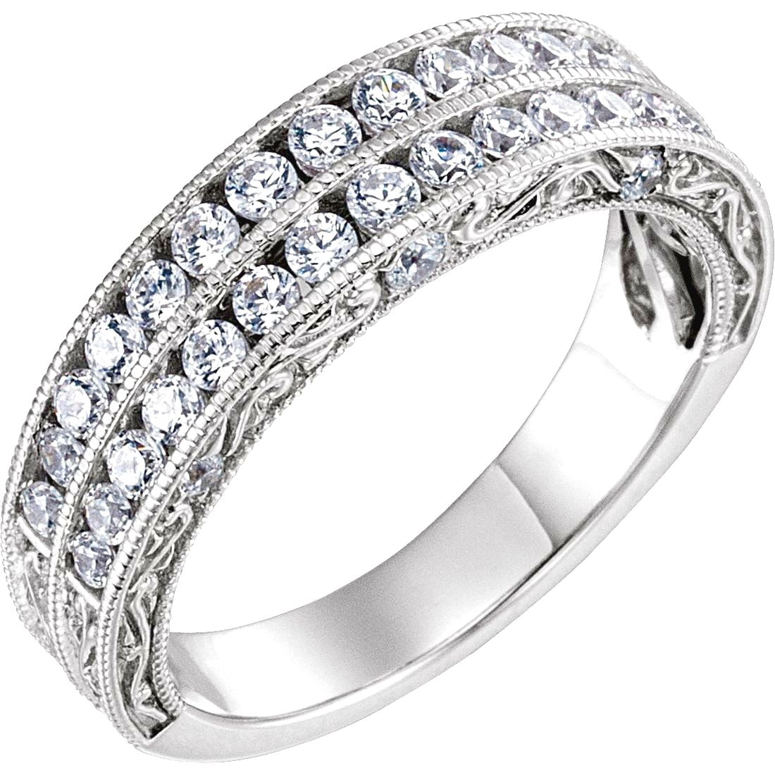14k White Gold Polished 0.75 Dwt Diamond Anniversary Band Ring -- Size ...